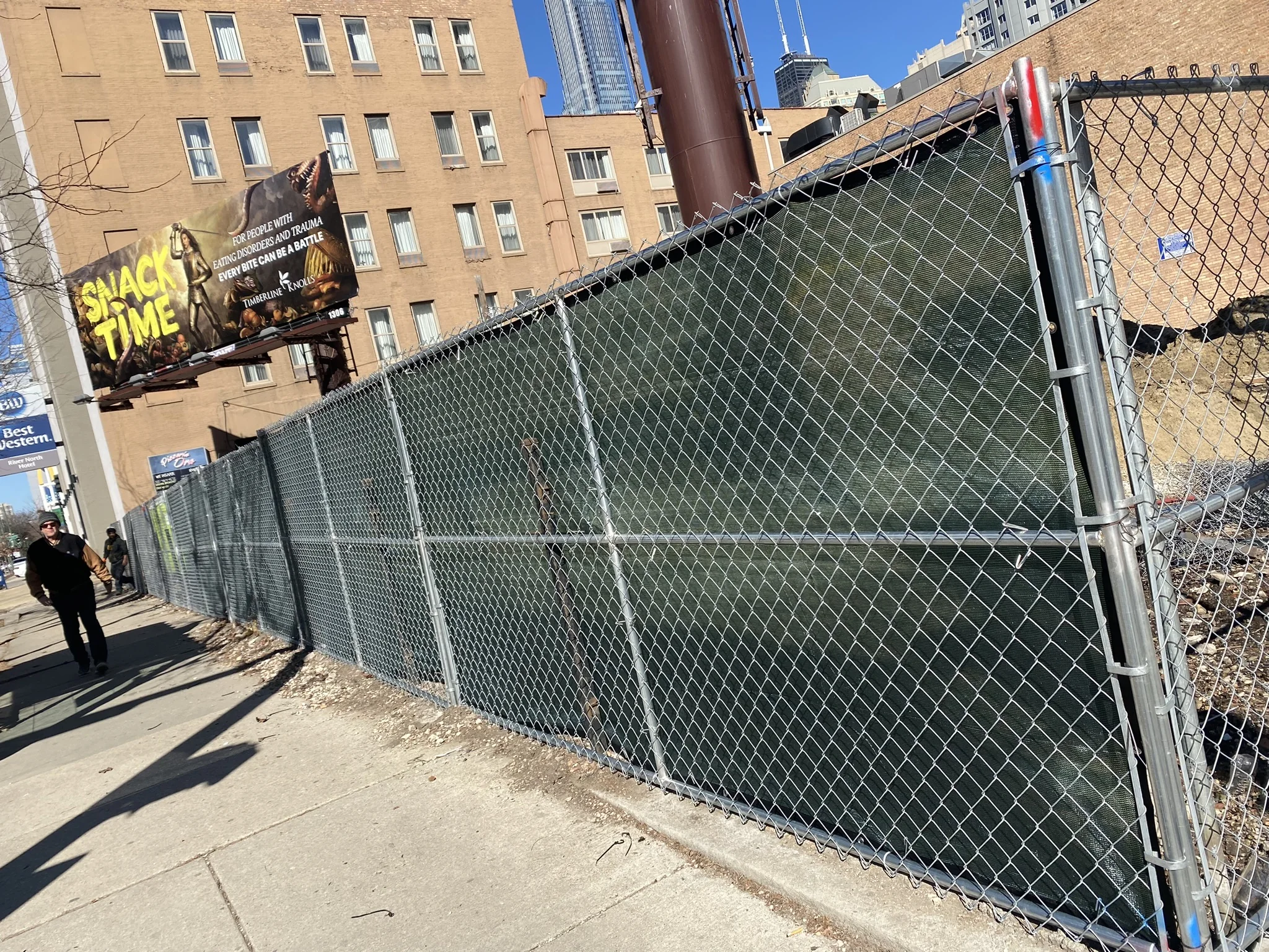 Downtown construction fence